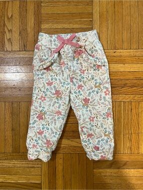 It’s A Girl Floral Jogger Pants with Pink Bow flowers and deer size 3/6 months
